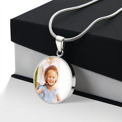 Circle Necklace - with Custom Photo and  Engraving