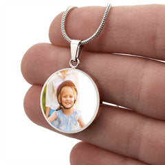 Circle Necklace - with Custom Photo and  Engraving