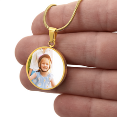 Circle Necklace - with Custom Photo and  Engraving