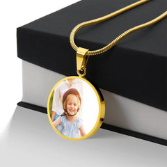 Circle Necklace - with Custom Photo and  Engraving