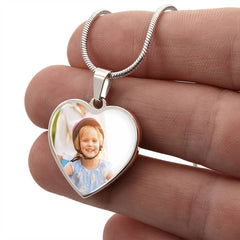 Heart Necklace - with Custom Photo and  Engraving