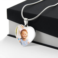 Heart Necklace - with Custom Photo and  Engraving