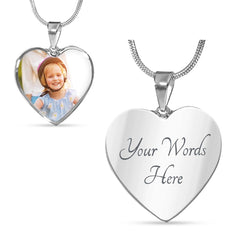 Heart Necklace - with Custom Photo and  Engraving