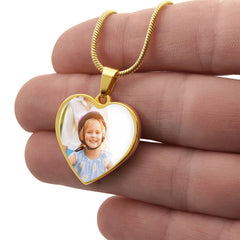 Heart Necklace - with Custom Photo and  Engraving