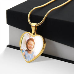 Heart Necklace - with Custom Photo and  Engraving