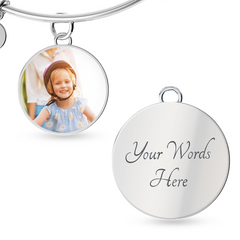 Luxury Circle Bangle with Custom Photo and  Engraving