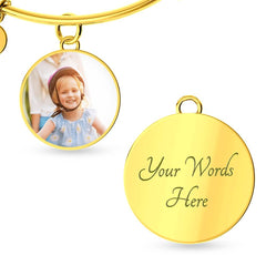 Luxury Circle Bangle with Custom Photo and  Engraving