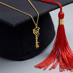 Graduation Cap Necklace - Custom Name