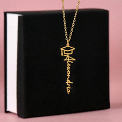 Graduation Cap Necklace - Custom Name
