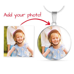 Circle Necklace - with Custom Photo and  Engraving
