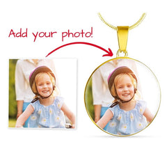 Circle Necklace - with Custom Photo and  Engraving