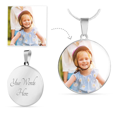 Circle Necklace - with Custom Photo and  Engraving