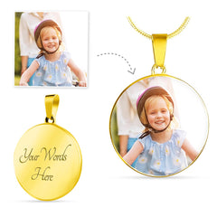 Circle Necklace - with Custom Photo and  Engraving