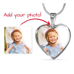 Heart Necklace - with Custom Photo and  Engraving