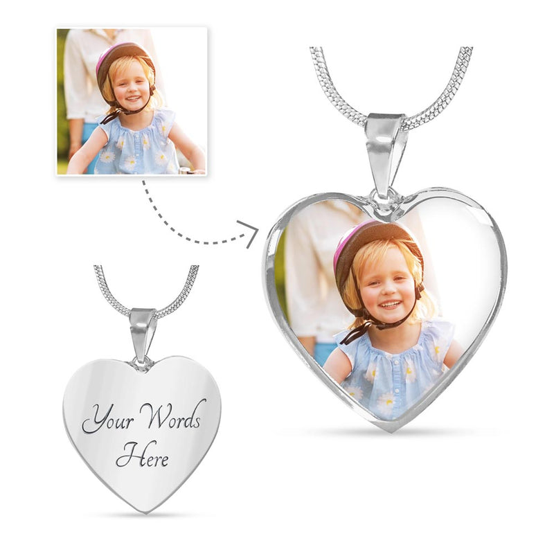 Heart Necklace - with Custom Photo and  Engraving