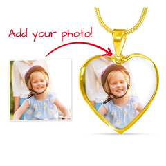 Heart Necklace - with Custom Photo and  Engraving
