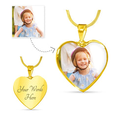 Heart Necklace - with Custom Photo and  Engraving