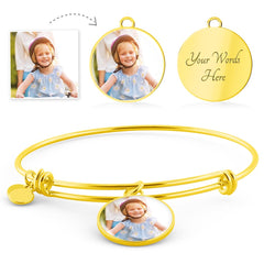Luxury Circle Bangle with Custom Photo and  Engraving