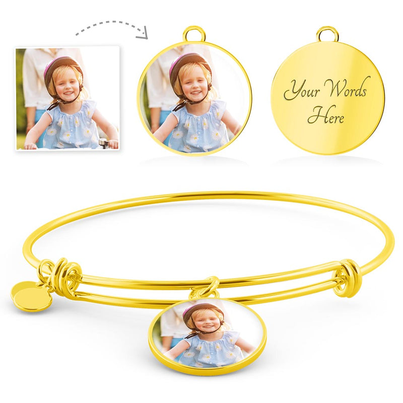 Luxury Circle Bangle with Custom Photo and  Engraving